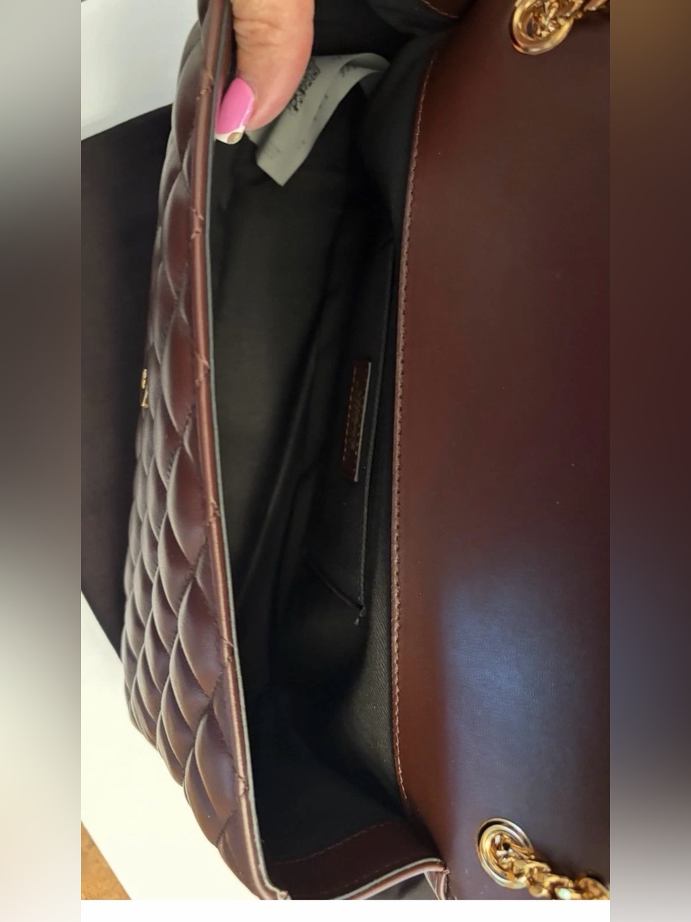 Versace La Medusa Brown Quilted Lambskin Leather Medium Crossbody Shoulder Bag - Picture 5 of 16